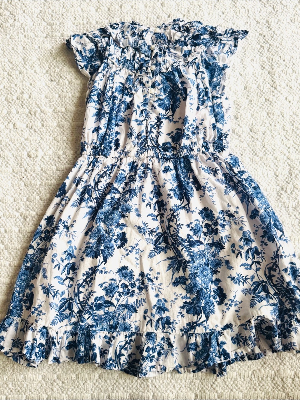Janie and Jack Blue & White Floral Ruffled Dress - Picture 6 of 8